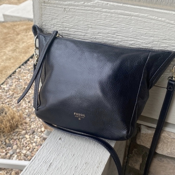 Fossil Handbags - Fossil Small Black Leather Crossbody Bag